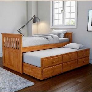 B092 - Oak : Giường Kéo 2 Tầng - Trên 1m / Dưới 1m